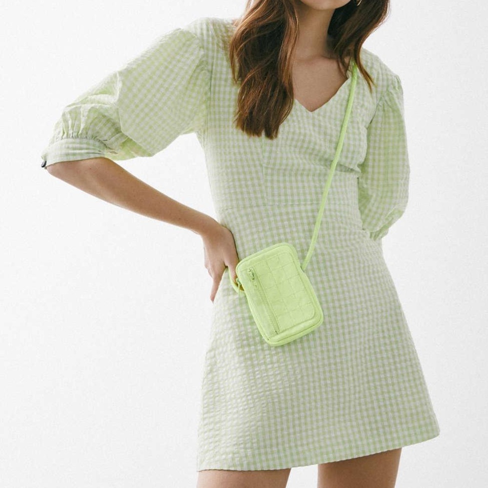 UO Lena Gingham Puff Sleeves Mini Dress